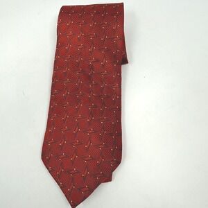 Ermenegildo Zegna Silk Necktie Red‎ Geometric Pattern Italian Menswear